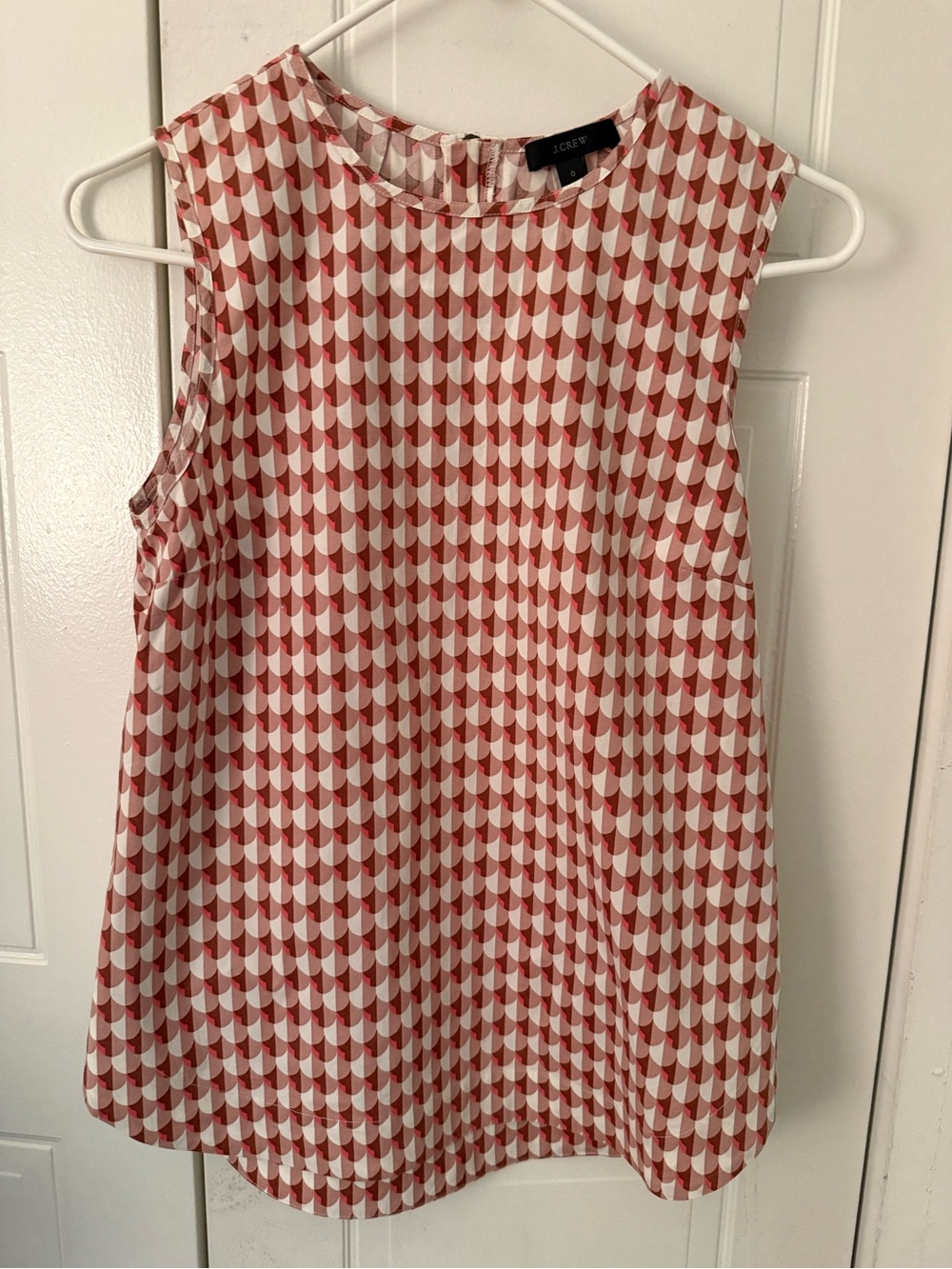 J. Crew Printed Sleeveless Shell in brown, white & Pink size 0